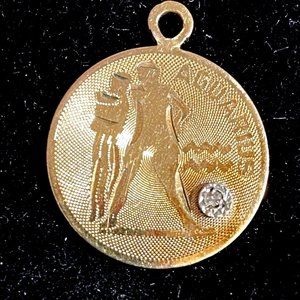 Vintage 12K YELLOW GOLD FILLED Aquarius Pendant